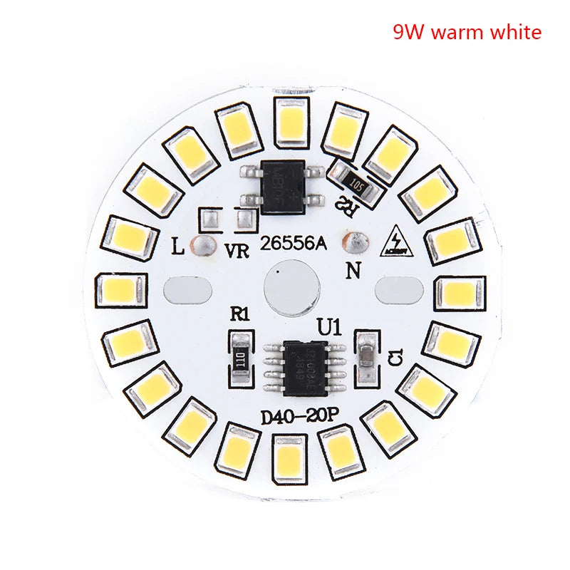 LED Bulb Patch Lamp SMD Plate Circular Module Light Source Qme 9w warm white