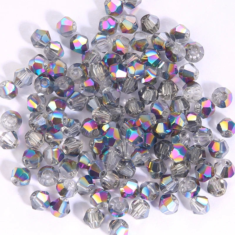 100Pcs 4MM Glass Beads Bicone Shaped Beads Faceted Crystal Beads for Jewelry Making Bracelet Necklace Earrings DIY Beading Qme 14 4MM-100PCS