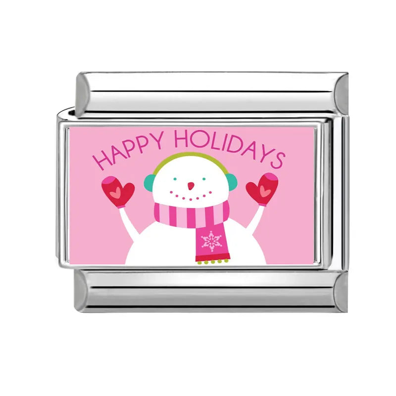 2025 Original Pink Christmas Tree Snowman Xmas Elk Wreath Sock Santa Claus Italian Charm Fit9mm Stainless Steel Bracelet Jewelry Qme Style 7