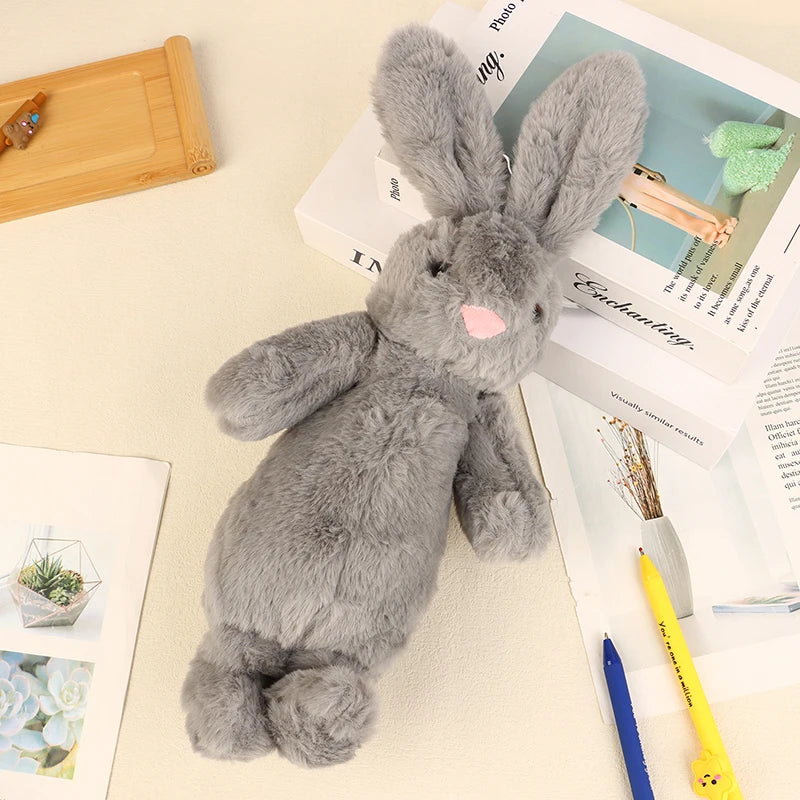 Animal Rabbit Shape Plush Pencil Case Cute Stuffed Toy Stationery Qme Gray