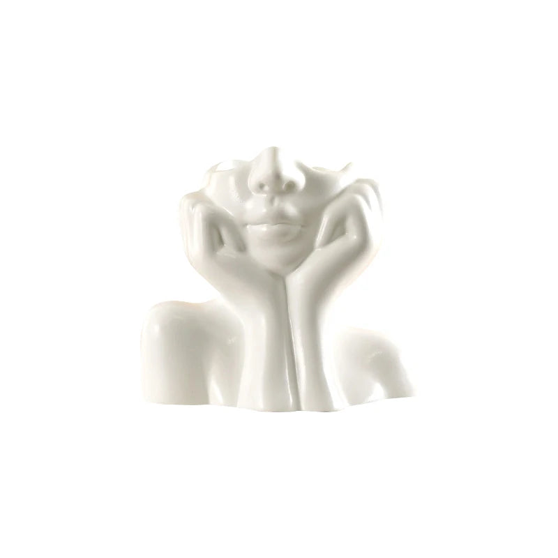Ins Nordic Vinyl Vase Thinking Girl Shaping Art Flower Planter Qme