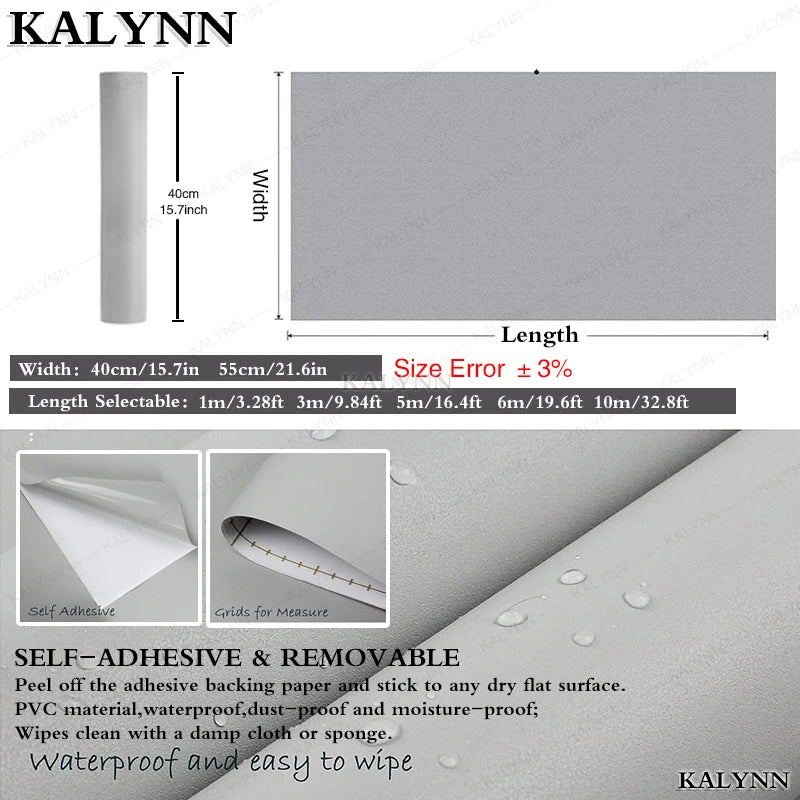 Solid Waterproof Wallpaper Room Self-adhesive Black White Wardrobe Qme