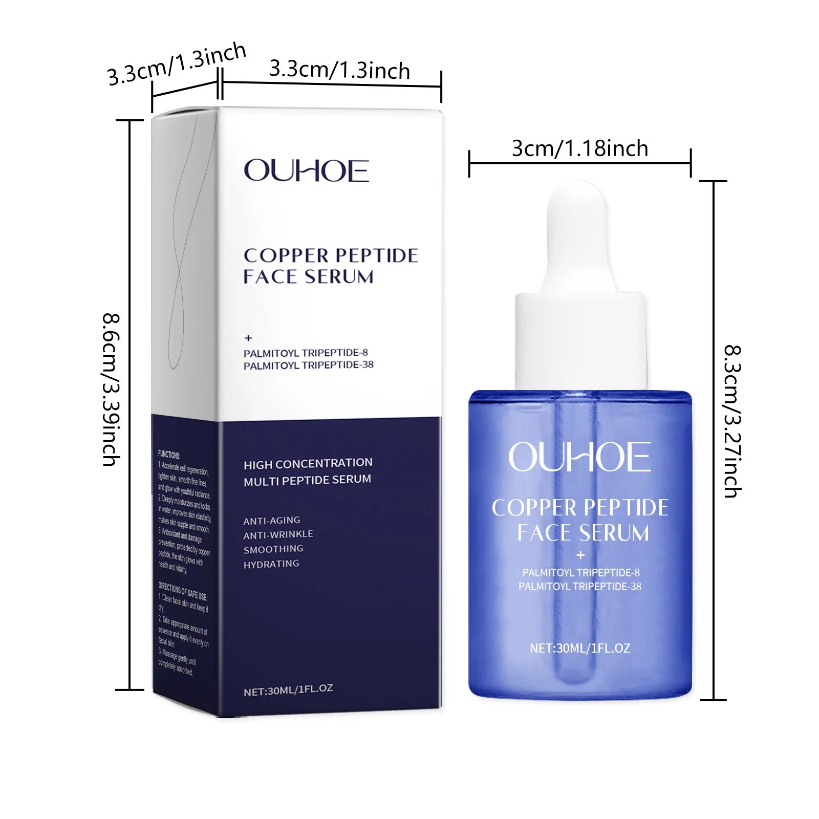 Copper Peptide Facial Serum Firming Skin Lighten Fine Lines Hydrating Moisturizing Smooth Facial Skin Brightening Care Serum Qme