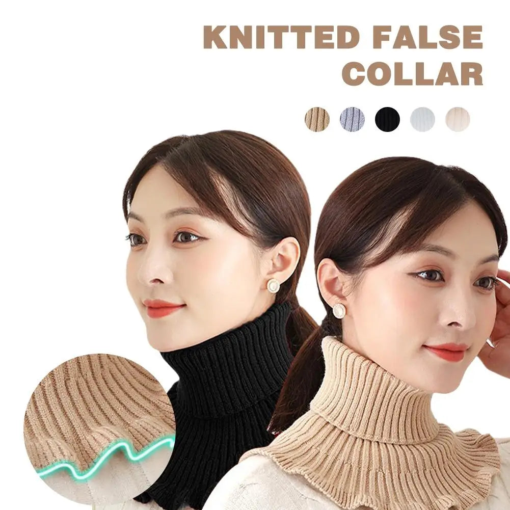 Warm Knitted Fake Collar Woolen Women Turtleneck Knitted False Fake Collar Detachable Neck Scarf Thicken Windproof Fake Collars Qme