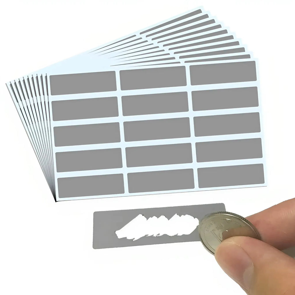 100pcs/ Pack (10 sheets) Rectangle Scratch Off Stickers Labels, 1.9 x 0.6 inch Qme