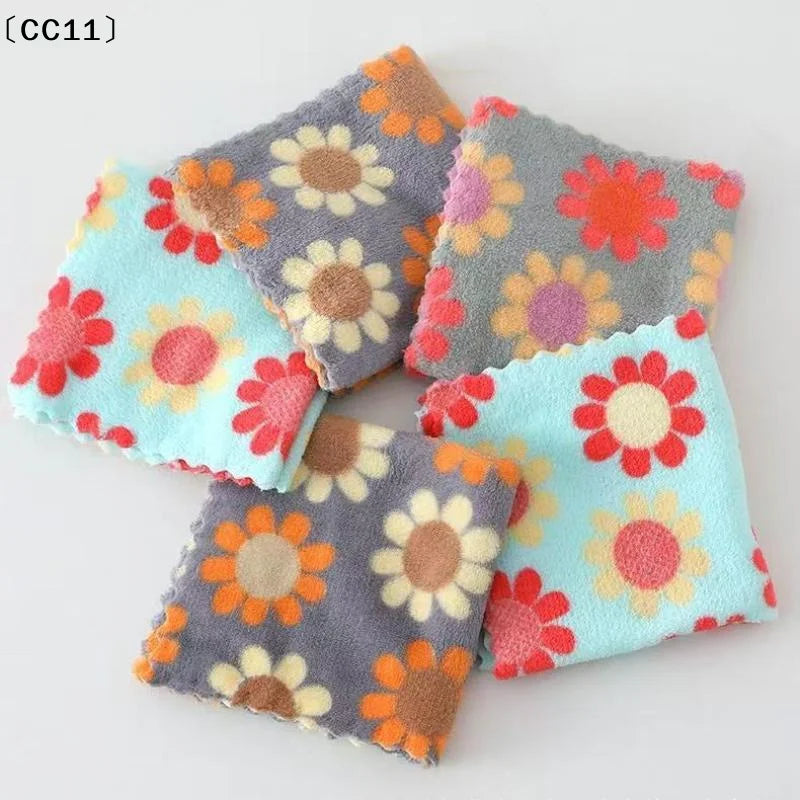 Kitchen Cleaning Cloths Soft Absorbent Dishcloth Coral Fleece Qme