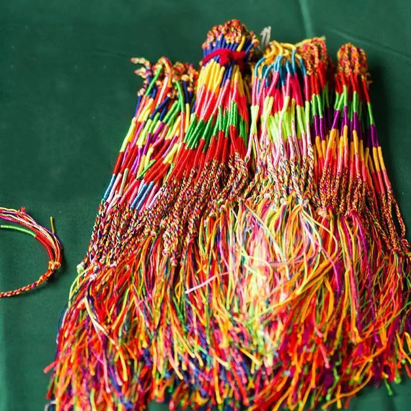 Multicolor Bracelets Rope Rainbow Mix Braid Tassel Bracelet Women Men Qme