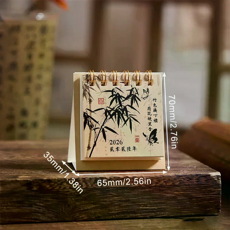 2026 Mini Simple Calendar Small Desk Creative Coil Planner Desktop Qme