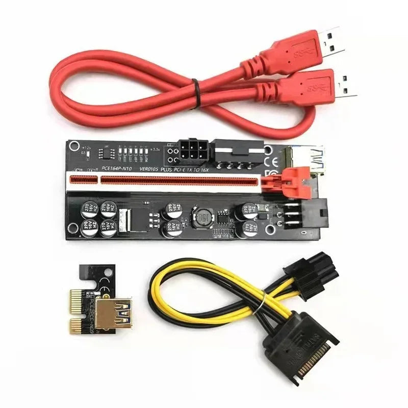 16x Adapter Card, 8 Capacitor Shielding Slot Marquee, GPU Module Extension Cable, PCI - E Riser Card, VER010S PLUS Qme