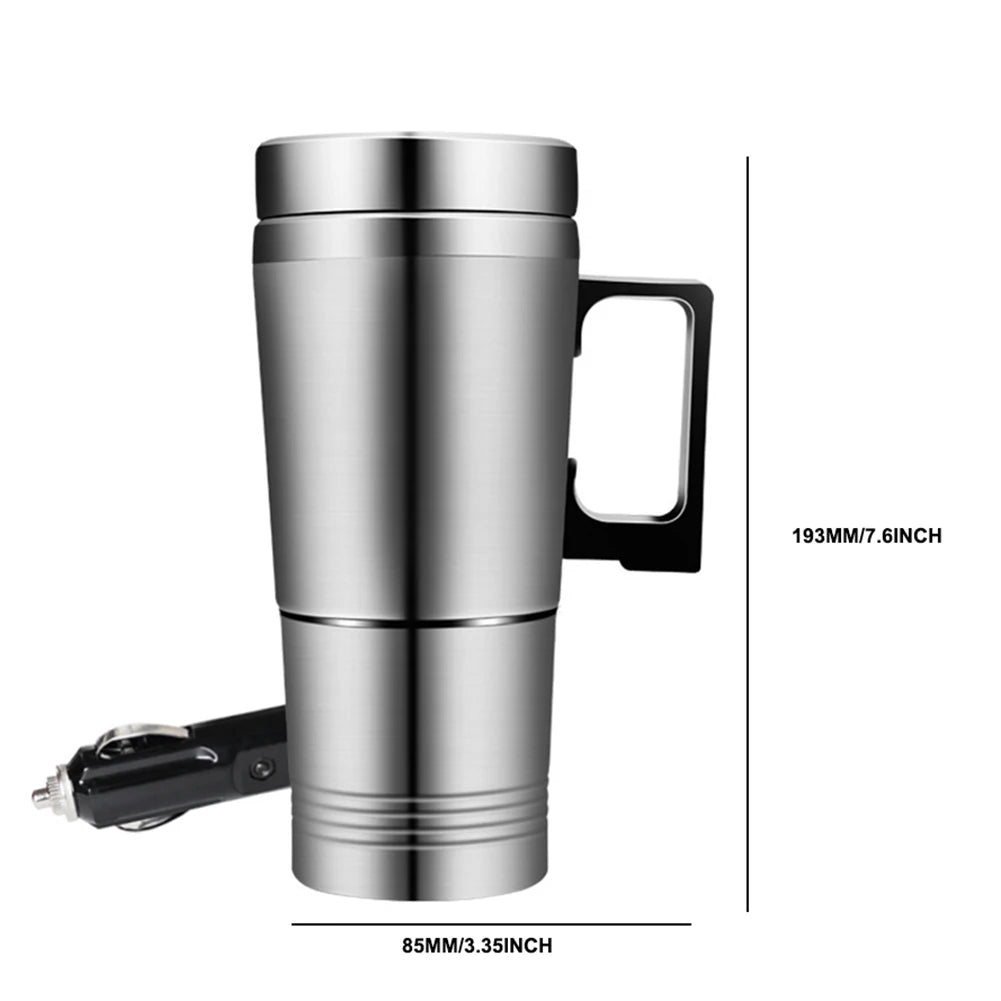 Vehicle Heating Cup 12V/24V Water Coffee Milk Thermal Mug 300ML Car Electric Heating Cup Stainless Steel Travel Electric Kettle Qme