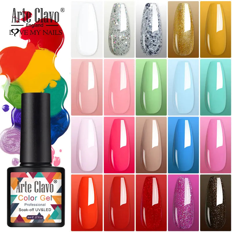 Arte Clavo Gel Nail Polish 180 Colors Supplies Varnish Semi Permanent Qme