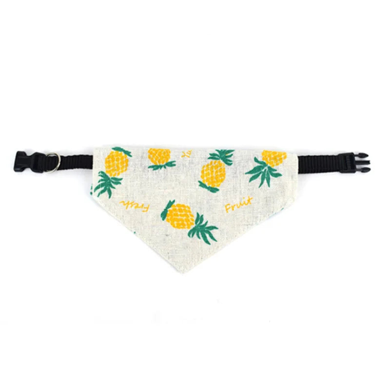 B Adjustable Triangular Bandage For Pet Dog Cat Washable Scarf Bandana Collar Bibs Cat Neck Decor Birthday Party Dress Up Qme pineapple 1.0cm