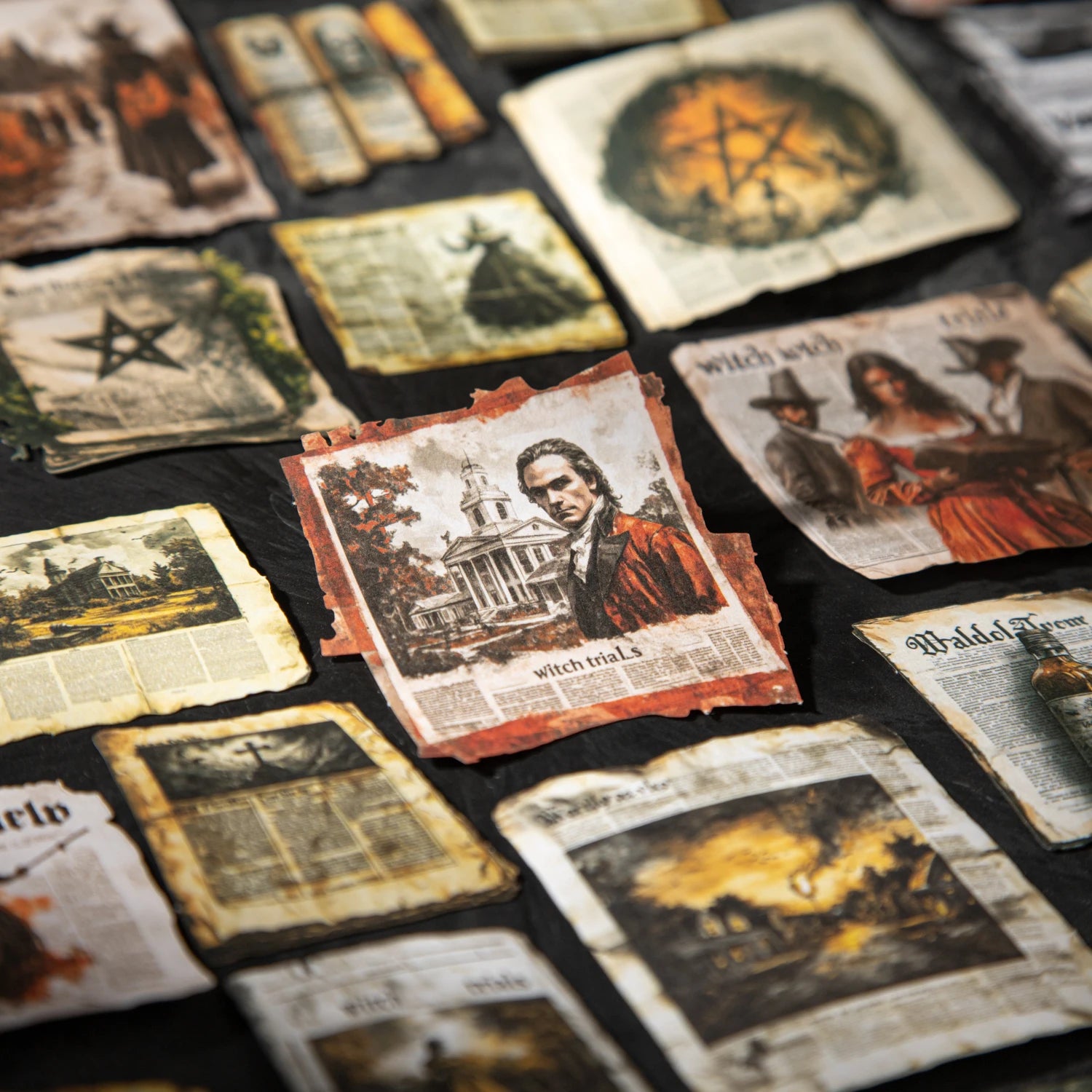 20sheets/bag Witch Newspaper Gothic Theme Stickers for DIY Scrapbooking Phone Case Decoration Birthday Gifts Teaching Rewards Qme