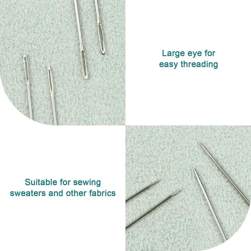 40 PCS Large Eye Beading Needles 7 Sizes Sewing Sharp Leather Needle Embroidery Thread with Threaders for Handsewing Art Crafts Qme