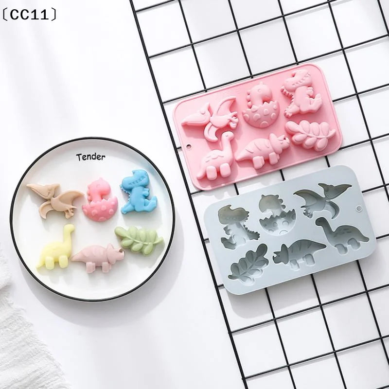 Silicone 6 Cavities Dinosaur Jello Molds Chocolate Soap Baking Qme