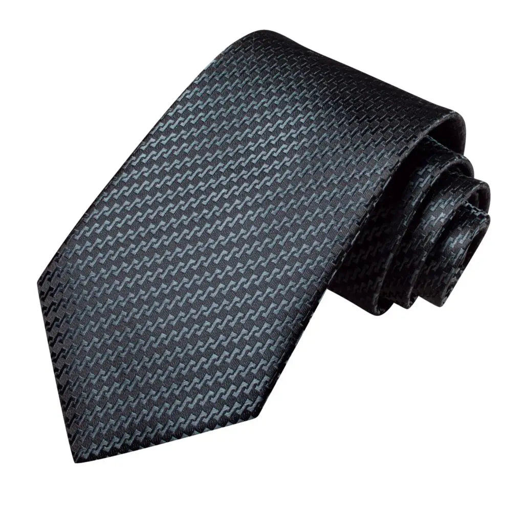 Hi-tie Smoke Grey Tie Men Elegant Mens Necktie Pocket Square Cufflink Qme