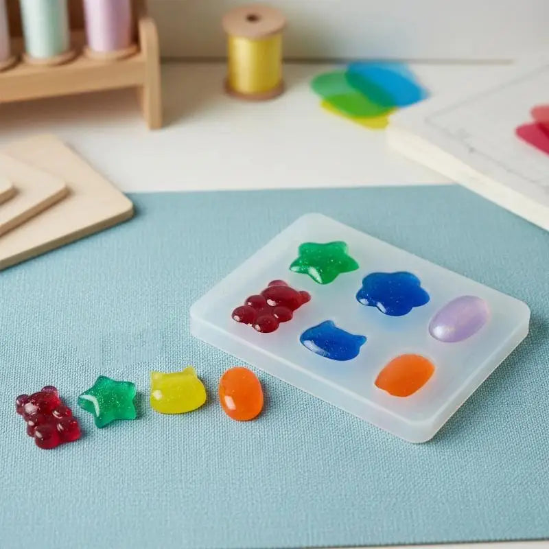 Nail Art 3D Silicone Mold Bean Card Easy Clean Reusable Resin Qme