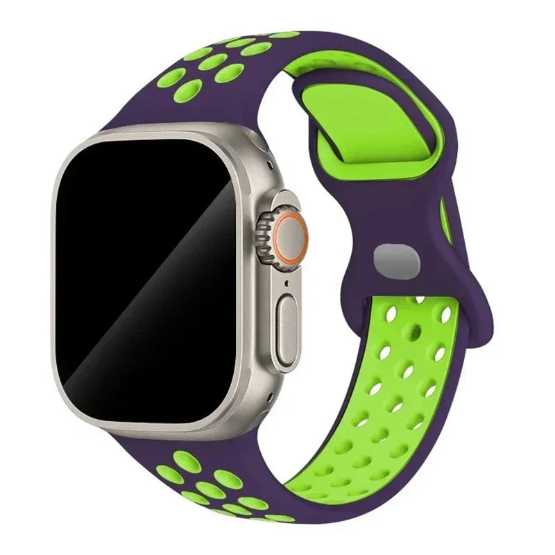 Silicone Strap for Apple Watch Band Ultra 2 49mm 38mm 42mm Sport Bracelet iWatch Series 9 8 7 41mm 45 mm 7 6 SE 5 4 3 44mm 40mm Qme