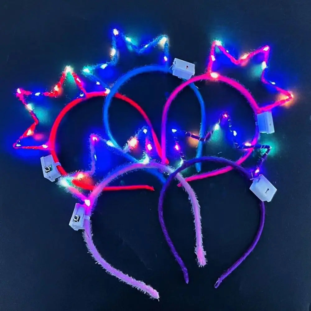 Luminous Hair Hoop LED Rabbit Ears Headband Concert Support Qme D-Random colors