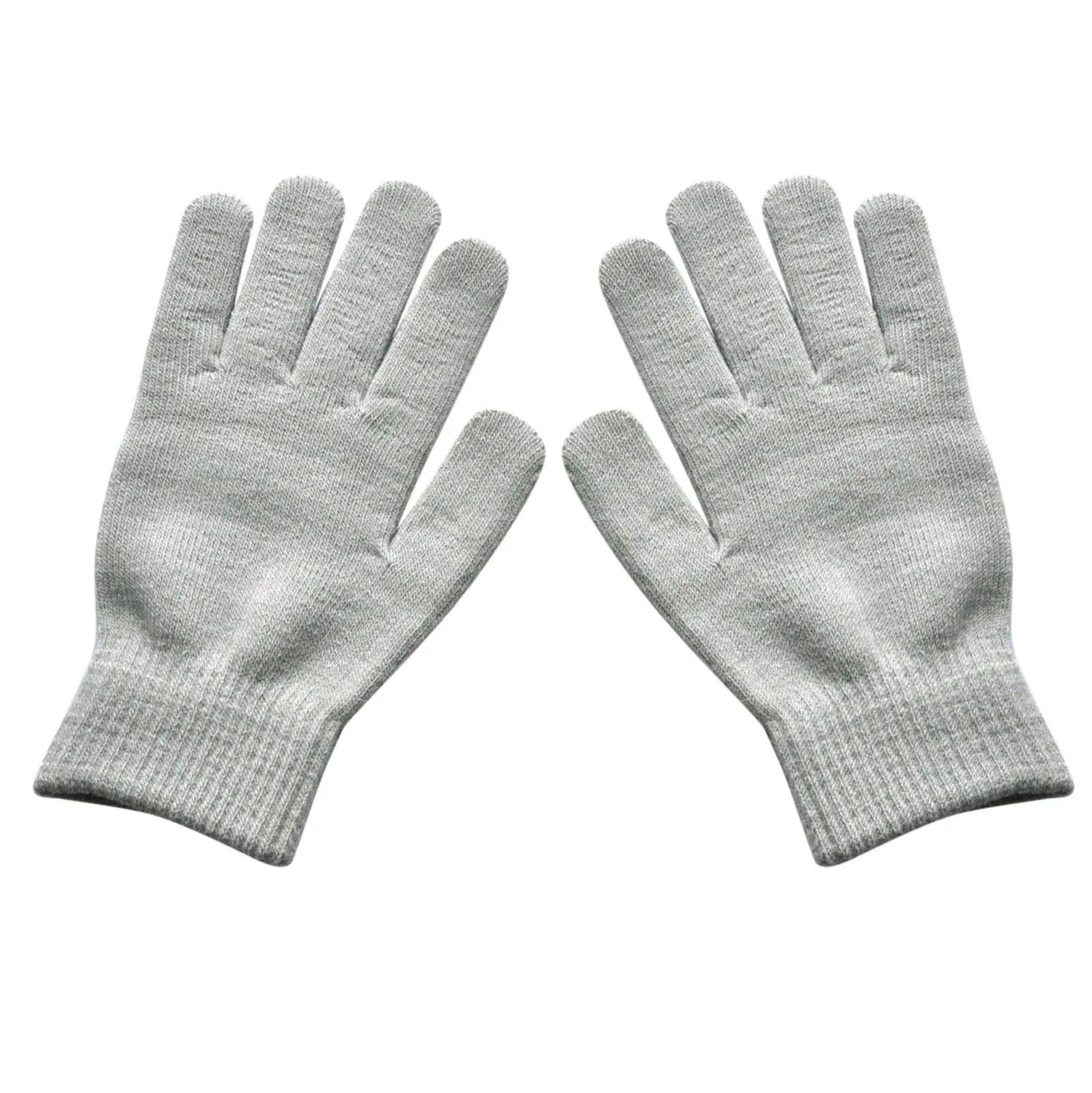 Adult Solid Color Knitted Gloves Outdoor Activity Sports Riding Warm Windproof Gloves Household Protective Gloves Qme Light Gray One Size