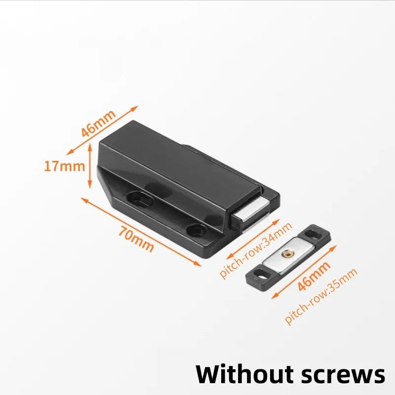 Magnetic Push To Open Latches Pressing Door Panel Drawer Clothes Cabinet Doors Bouncer Handle Free Strong Magnetic Door Closer Qme Single Door-Black