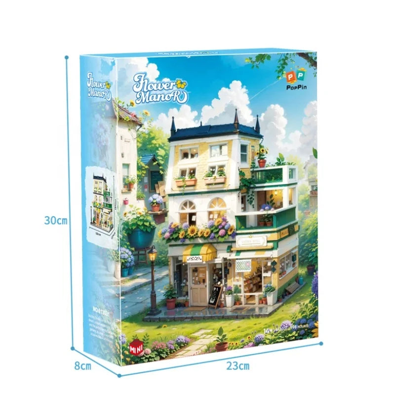 Mini Garden Hotel Model Building Blocks City Street House Construction Micro Bricks Display Toys Child Adult Boys Christmas Gift Qme