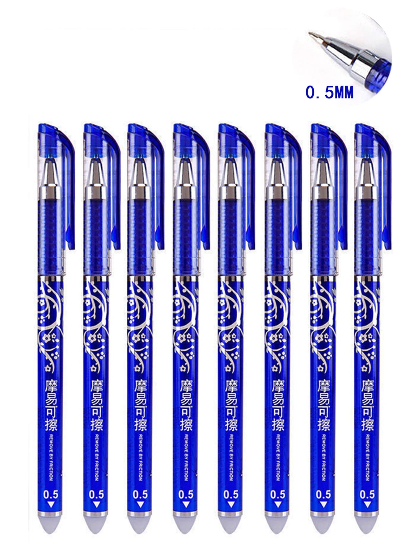 Erasable Gel Pens Refills Set 0.5 Mm Fine Point Blue/black Kawaii Ballpoint Pen for Writing Stationery Office School Supplies Qme 8 blue Bullet