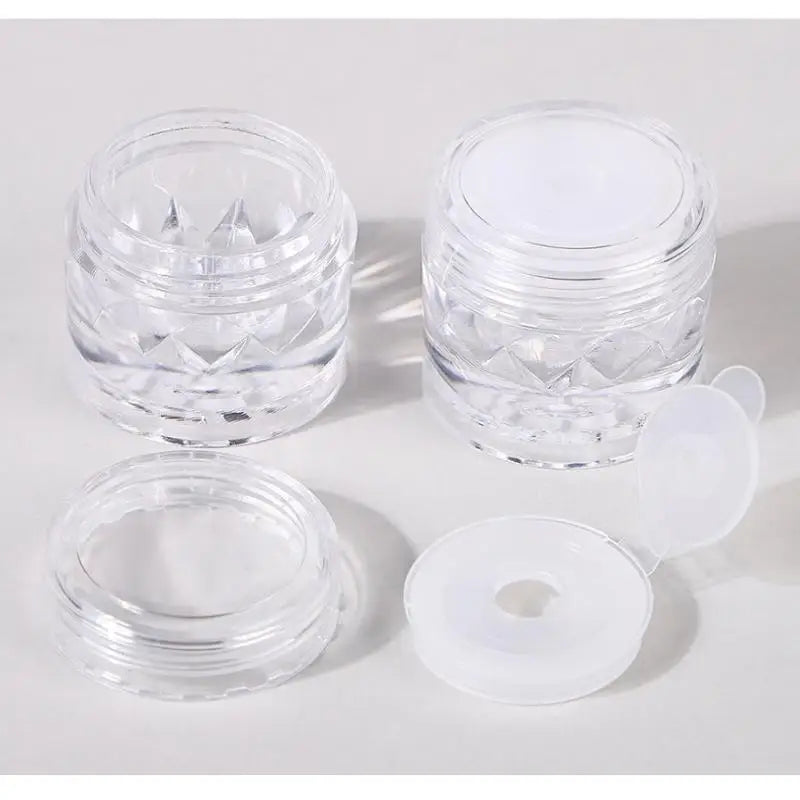 2 Empty Sifter Jars Mesh Clear-capped Refillable Containers Loose Qme