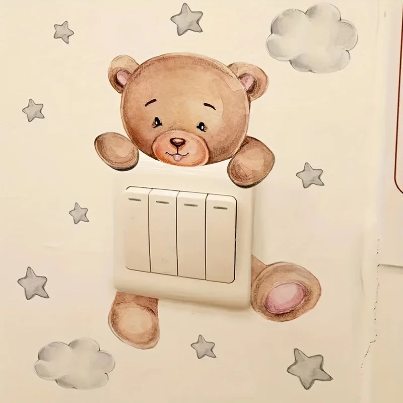1 Little Bear Giraffe Star Elephant Cloud Switch Wall Stickers Qme MULTI
