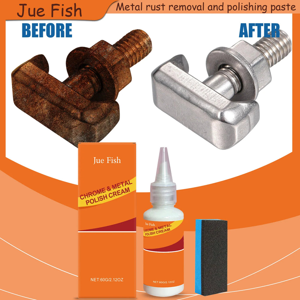 JUE FISH Chrome Metal Polish Set Cream Quick Polishing to Restore Gloss Prevent Oxidation and Form Protection. Qme