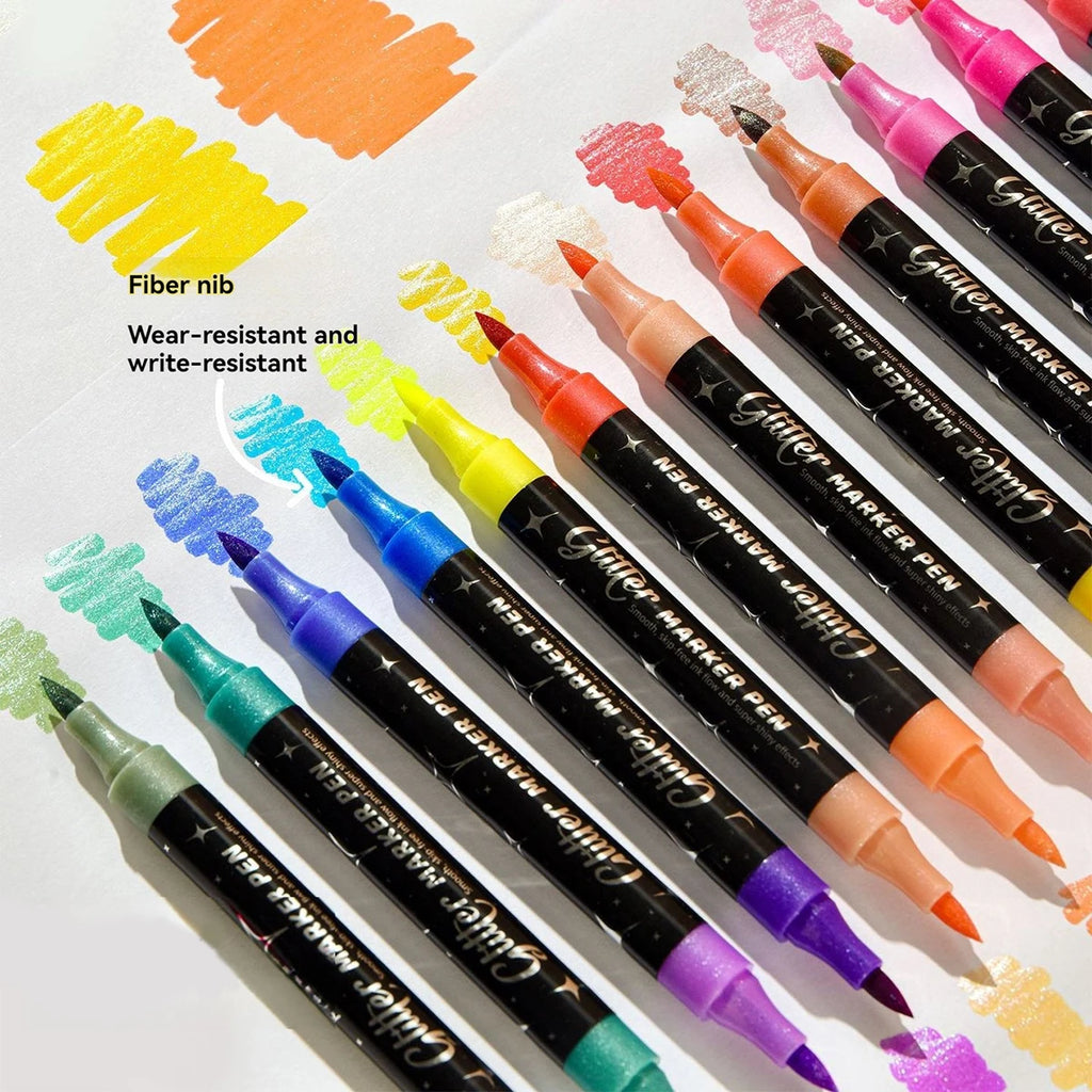 12-48 Metal Glitter Marker Pens Sparkly And Shiny, Double Tips, for Painting,Ceramic, Glass,Scrapbooking, DIY Craft Making Qme