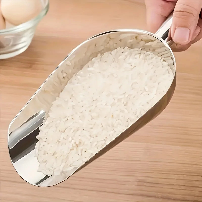 Multi-purpose spoon for ice cubes and grains - ergonomic handle, dishwasher safe - household and commercial kitchen tool, Qme