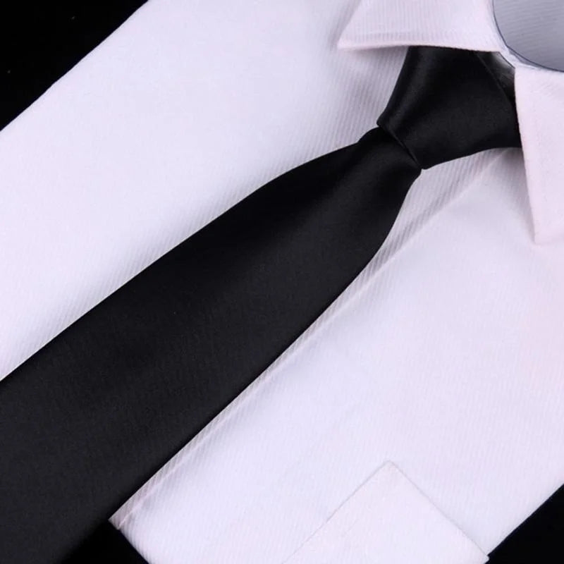 Black Simple Clip Tie Security Doorman Steward Matte Funeral Men Qme