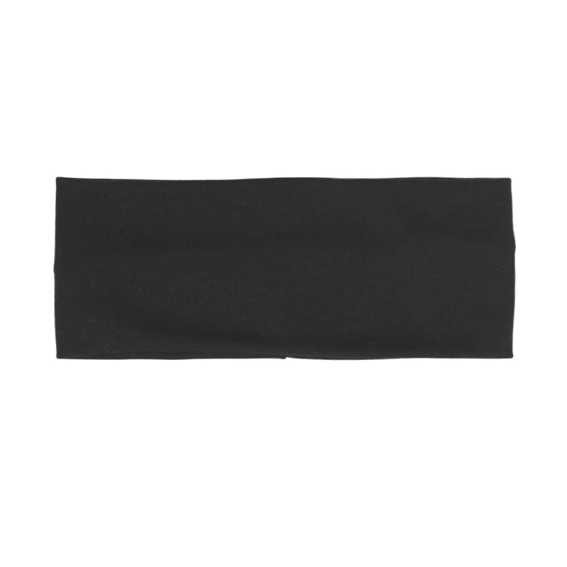 Unisex Simple Solid Running Sports Yoga Headband Absorb Sweat Elastic Qme black