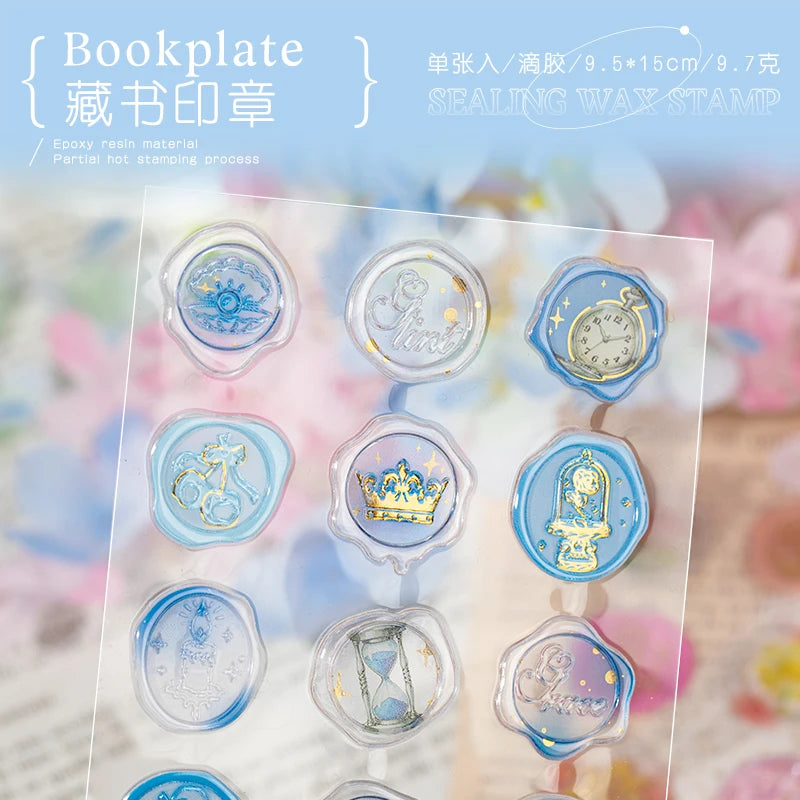 1 Sheet Classical Floral Wax Seal Epoxy Sticker Pack for DIY Craft, Scrapbook Material, Birthday Gift, Teaching Reward Qme 4