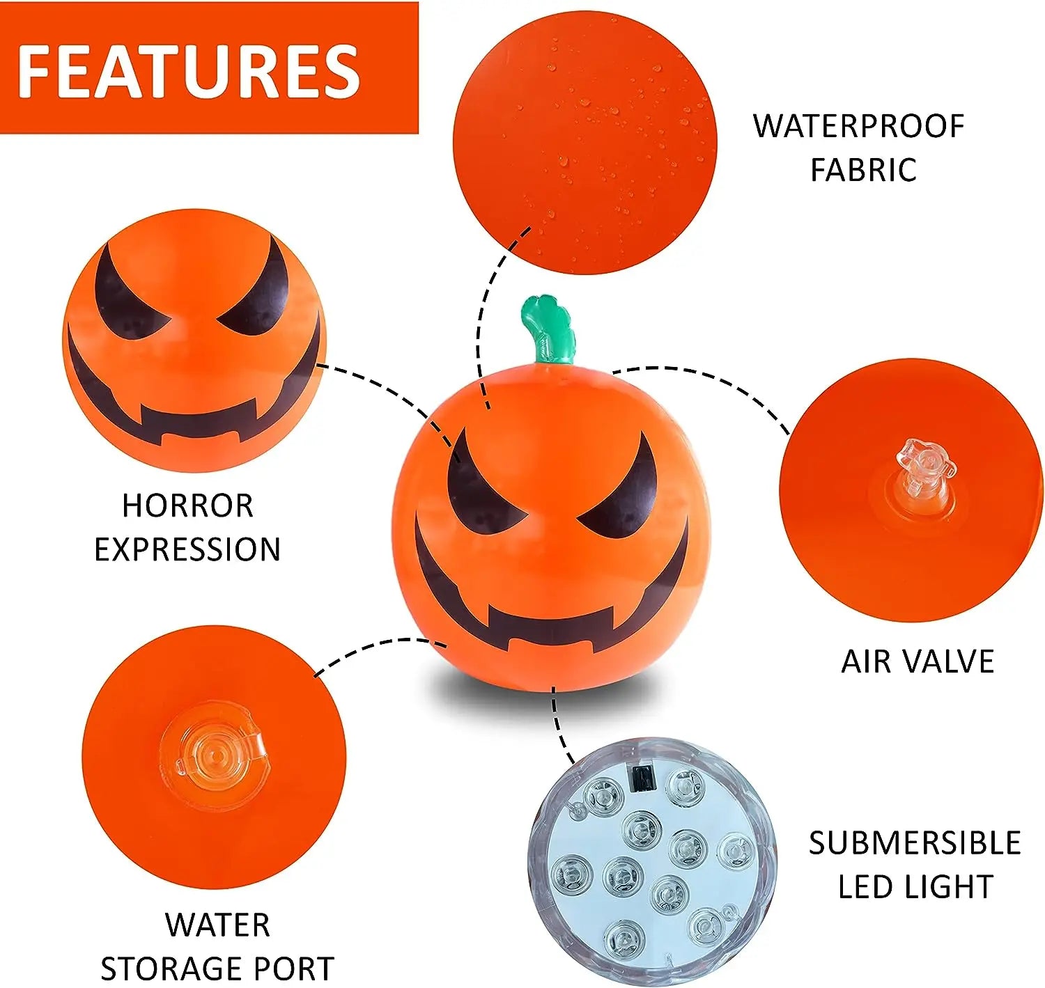16-24 inch LED remote-controlled light-up inflatable pumpkin balls for Halloween outdoor courtyard party decoration props Qme
