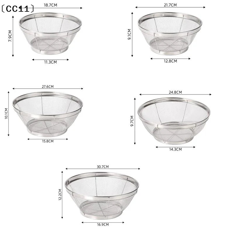 Stainless Steel Rice Washing Sieve Fine Mesh Basket Kitchen Colander Qme
