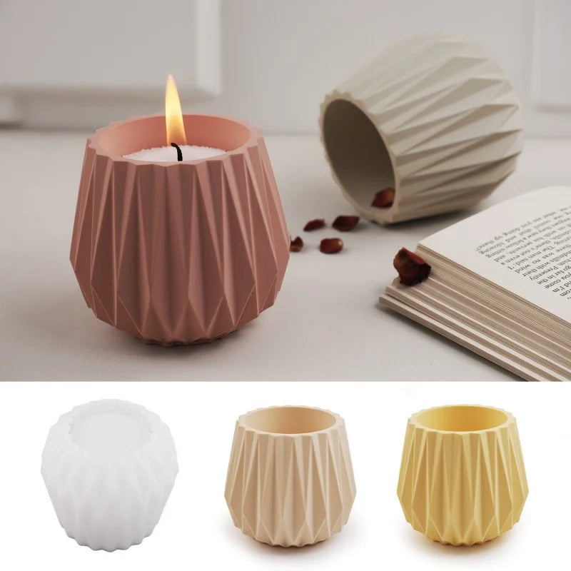 3D Concrete Mesh Irregular Candle Cup Silicone Mold DIY Jewelry Cement Tank Resin Mold Home Decoration Accessories Qme