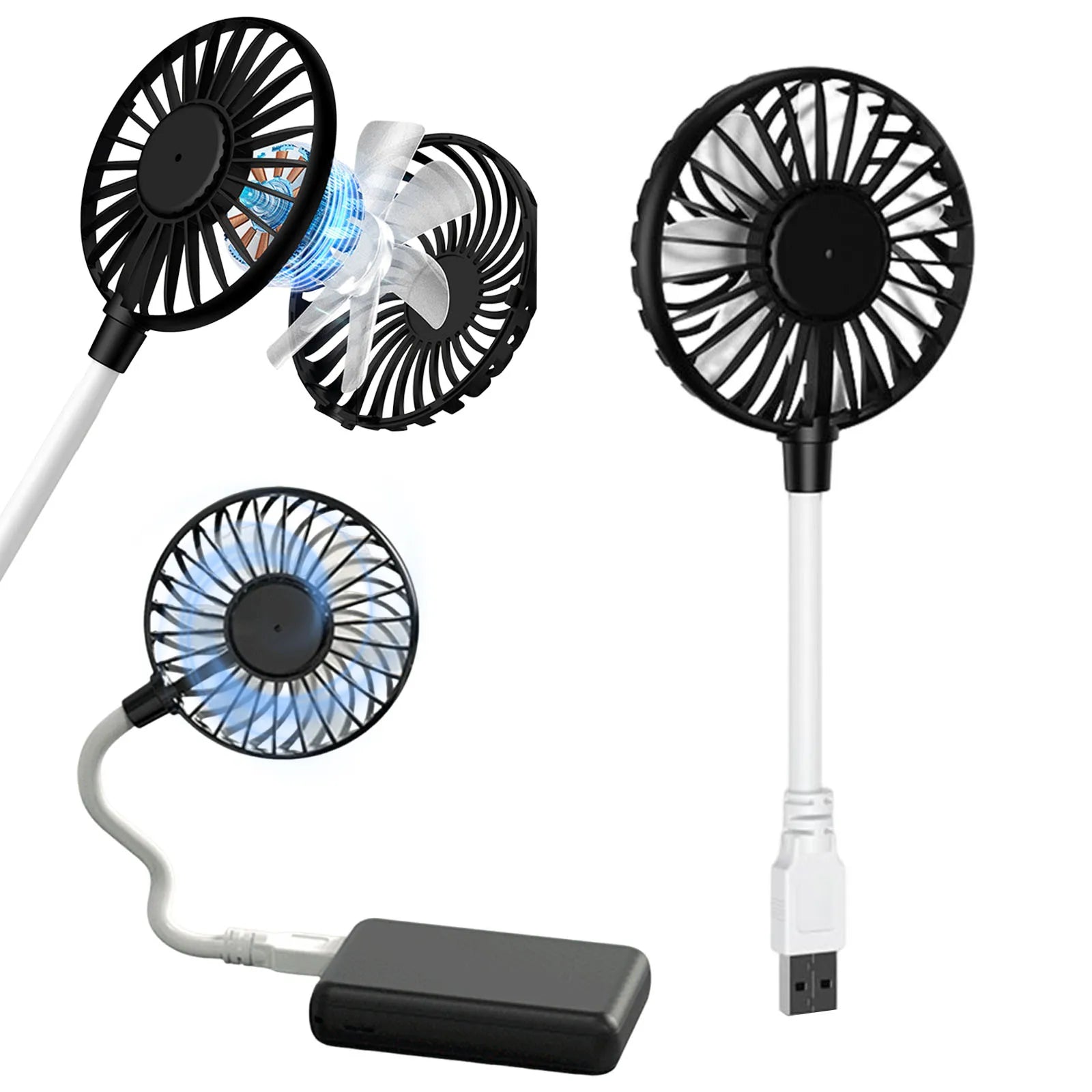 Mini USB Fan 360 Degree Adjustable Portable Fan for Power Bank Laptop PC for Home Office Car Outdoor Travel Summer Gifts Qme