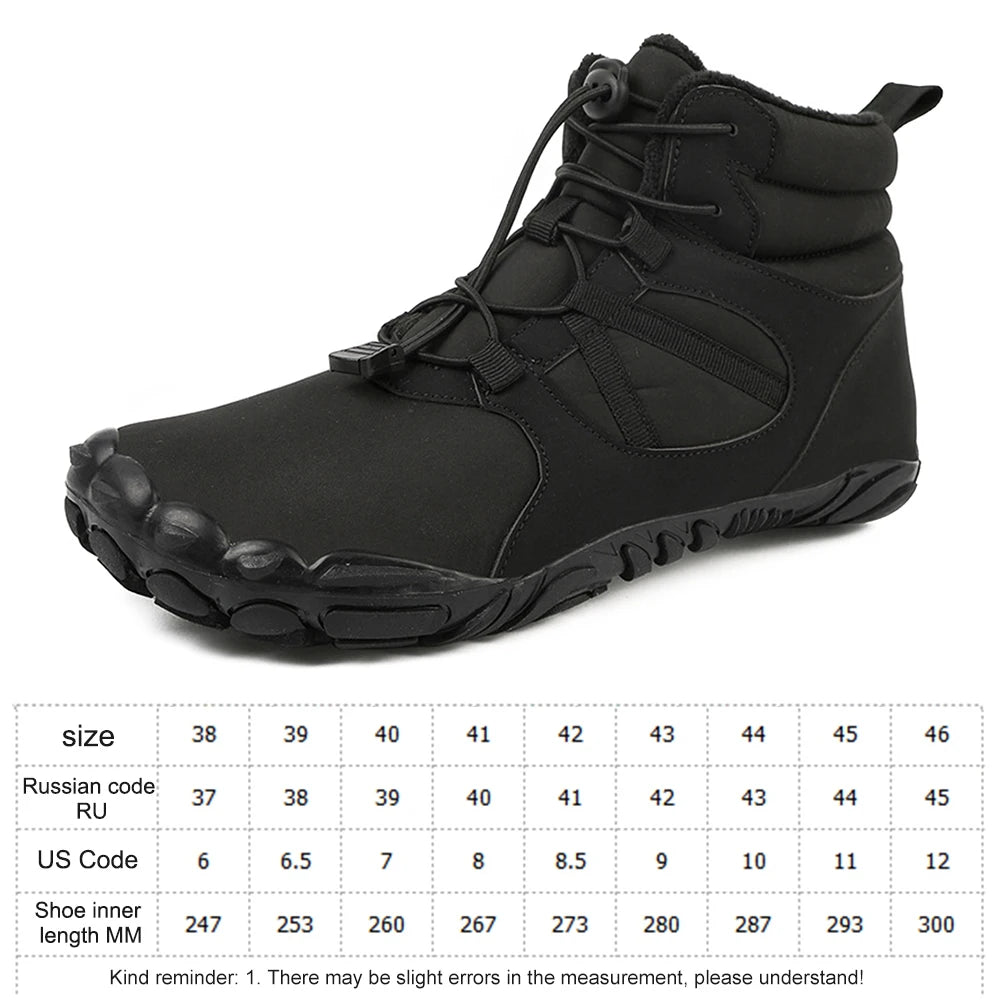 Winter Snow Boots Winter Jogging Sneakers Non Slip Casual Barefoot Shoes Waterproof High Top for Outdoor Travel Qme