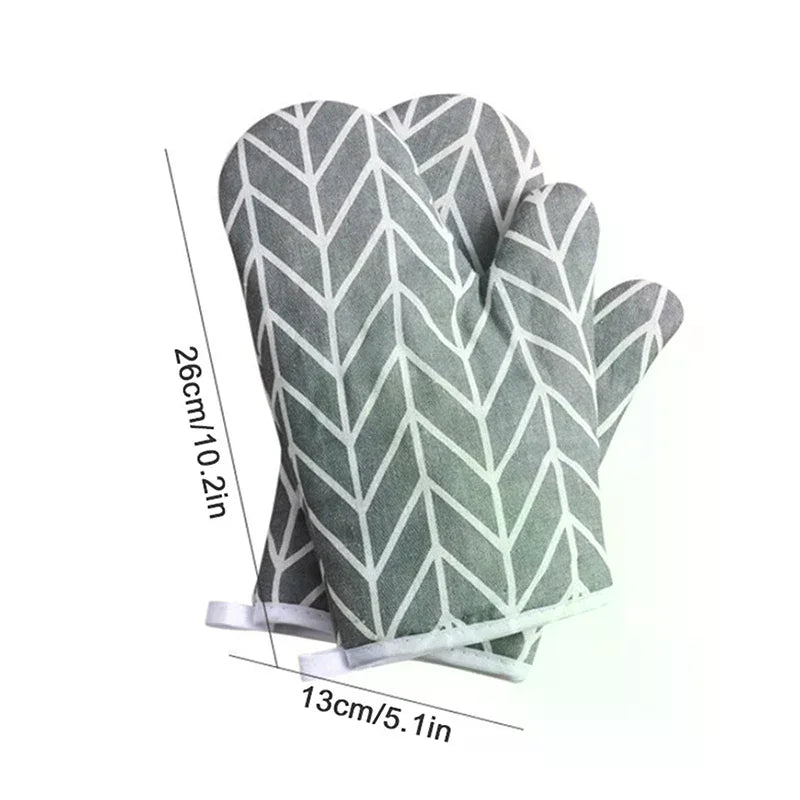 Oven Baking Gloves Mitts Microwave High-temperature Resistant Cotton Qme