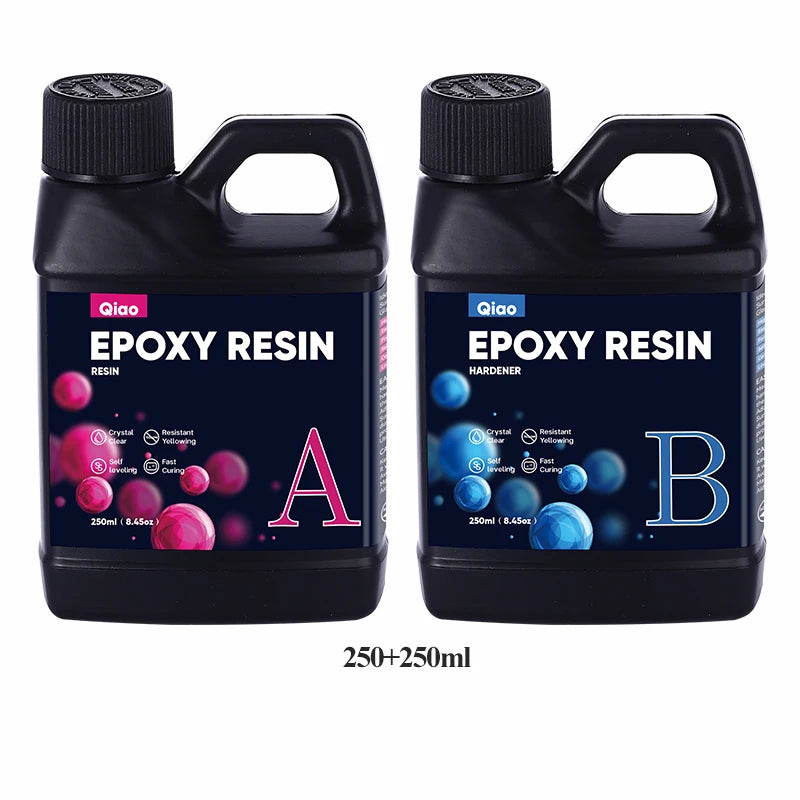 1:1 Crystal Clear Epoxy Resin Kit – Fast Cure, Heat Resistant for Art, Jewelry, Wood Table Tops & DIY Coating Projects Qme 250ml 250ml