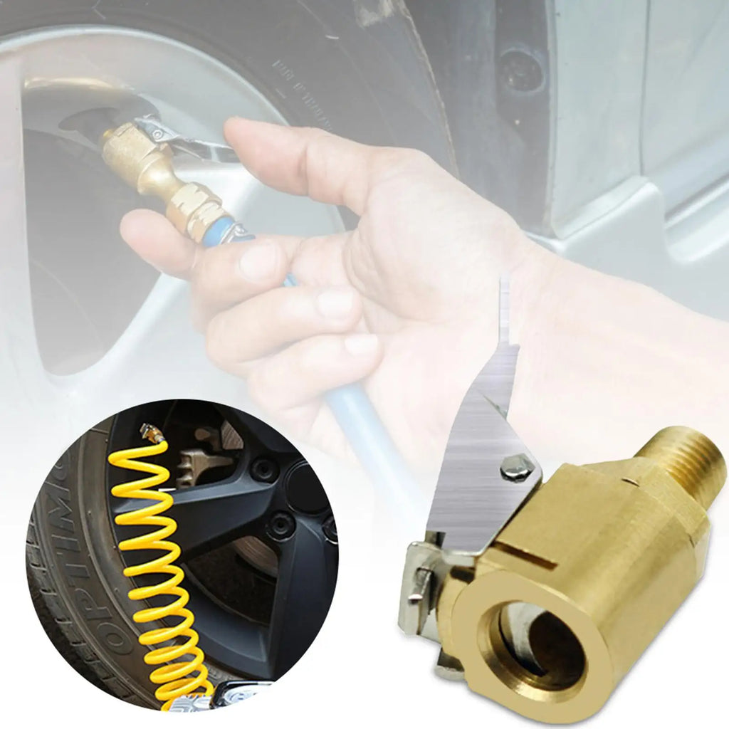 Air Chucks for Tires No Leakage Tire Chuck Brass Air Chuck Multifunctional Tire Chuck Heavy Duty Lock On Tire Inflator Chuck Qme