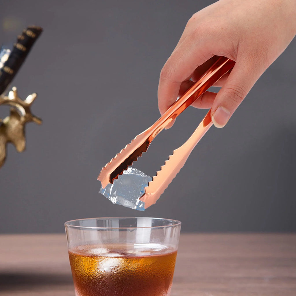 Stainless Steel Ice Tongs Food Serving Tongs with Serrated Tips Non Slip Kitchen BBQ Bar Buffet Restaurant Party Ice Cube Clip Qme
