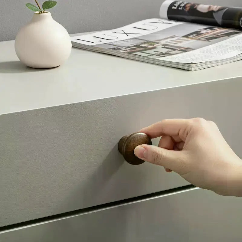 Natural Wood Color Cabinet Doors Solid Wood Handles Beech & Black Walnut Drawer Wooden Door Handles For Kitchen Bathroom Qme