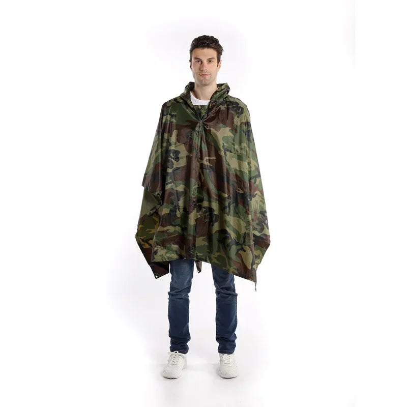 Multifunctional 3 in 1 Backpack Rain Cover Rain Poncho Waterproof Motorcycle Outdoor Hiking Awning Camping Tent Mat Qme