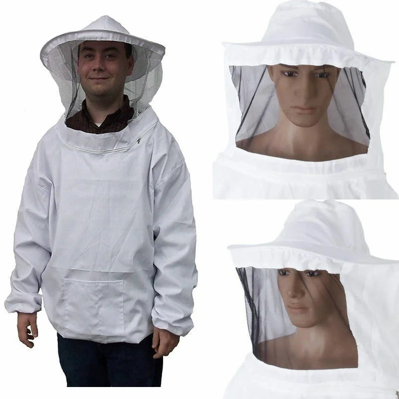 Protective Beekeeping Jacket Veil Smock Equipment Hat Sleeve Qme
