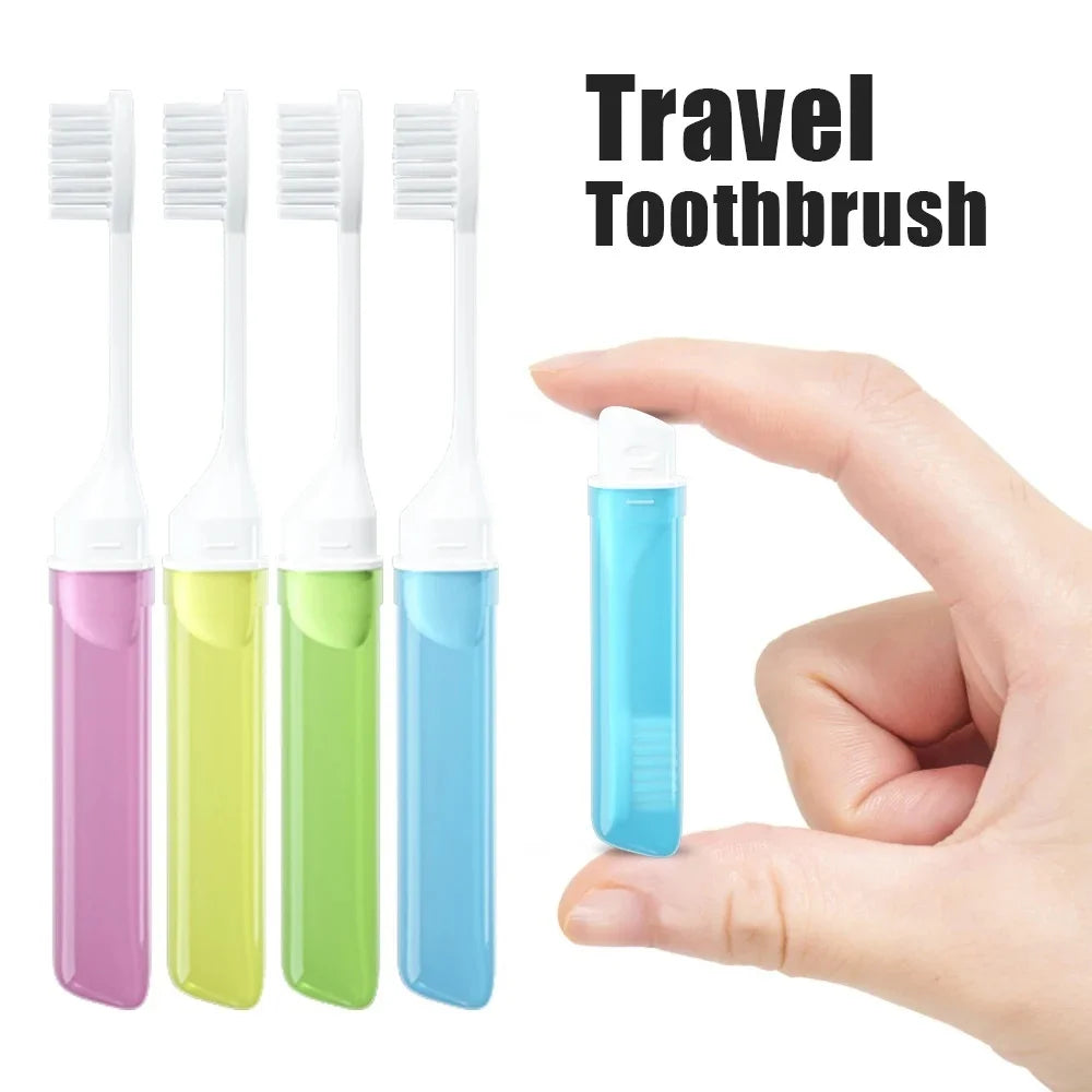 Travel Toothbrush Set , 1PC, Soft Portable Toothbrushes with Tooth Brush Cover Small Folding Toothbrushes Individually Wrapped Qme