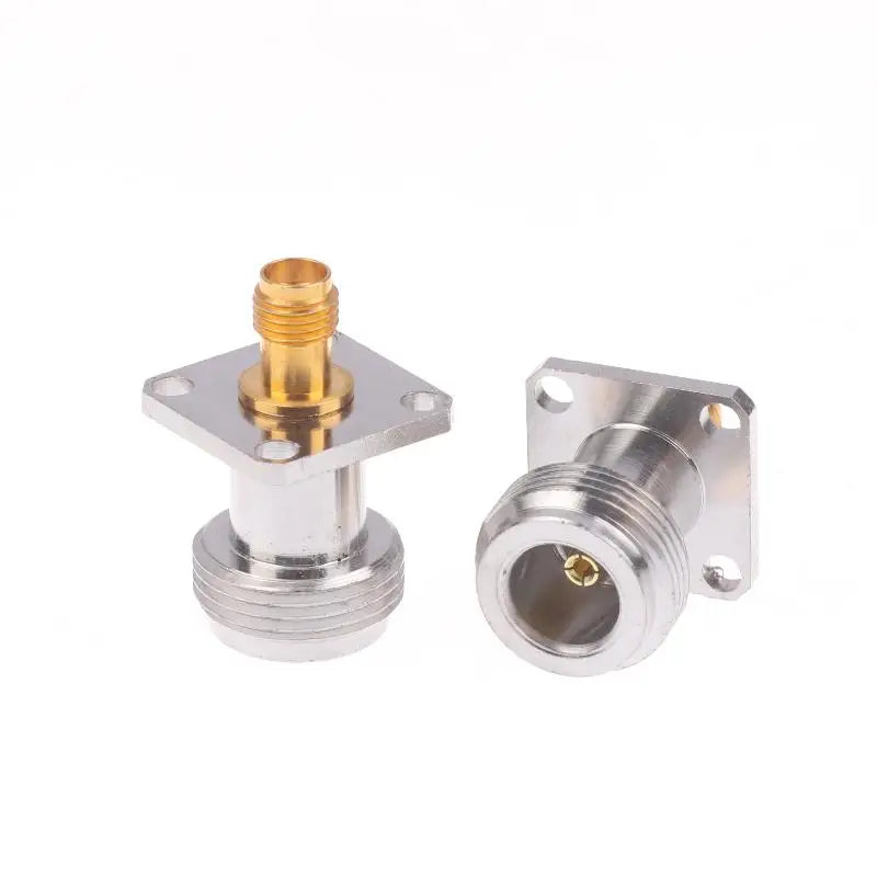N Female Jack SMA RF Coax Adapter Convertor 4-Hole Panel Zinc Alloy Qme