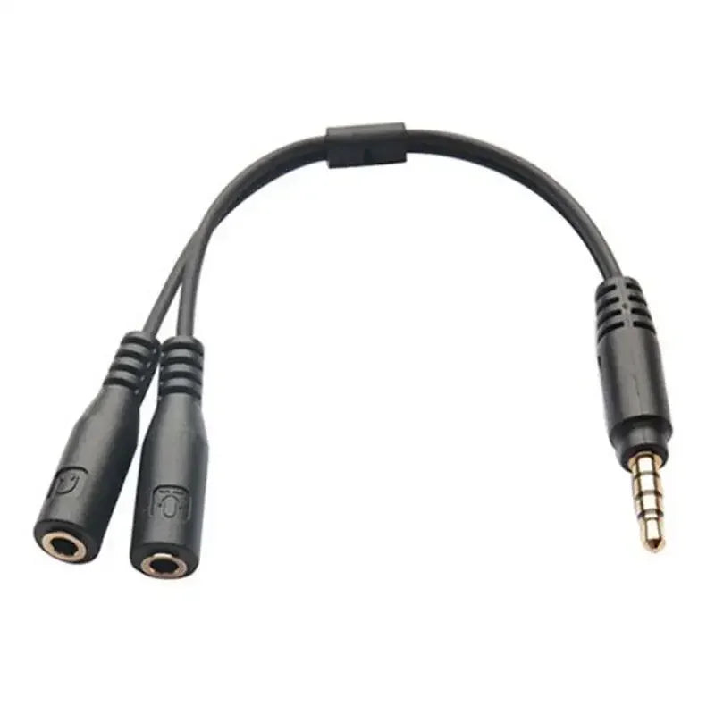 10PCS Y Splitter Cable 3.5 Mm 1 Male To 2 Dual Female Audio Cable for Earphone Headset Headphone MP3 MP4 Stereo Plug Adapter Qme Black